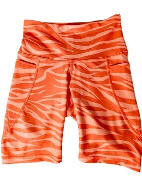 ✨Like New✨ Old Navy Active Animal Print Powersoft Bike Shorts, Orange, Size XS